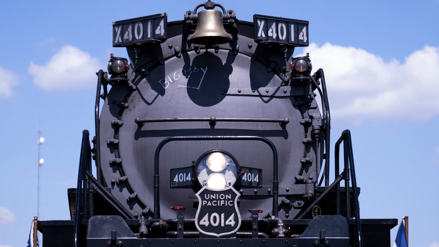 HEMPSTEAD, TEXAS - OCTOBER 4: Union Pacifics No. 4014 Big Boy is seen on its stop in Hempstead, Friday, Oct. 4, 2024. (Jason Fochtman/Houston Chronicle via Getty Images)
