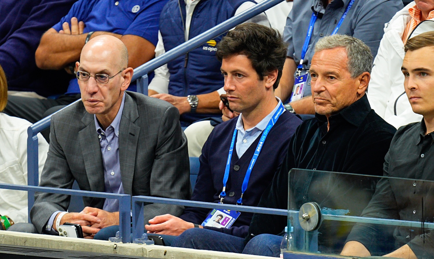 Adam Silver, Joshua Kushner and Bob Iger are seen at Day 10 of the 2025 US Open Tennis Championships at USTA Billie Jean King National Tennis Center on September 2, 2025 in Flushing Meadows, Queens, New York City. (Photo by XNY/Star Max/GC Images) *** Local Caption ***Adam Silver;Joshua Kushner;Bob Iger
