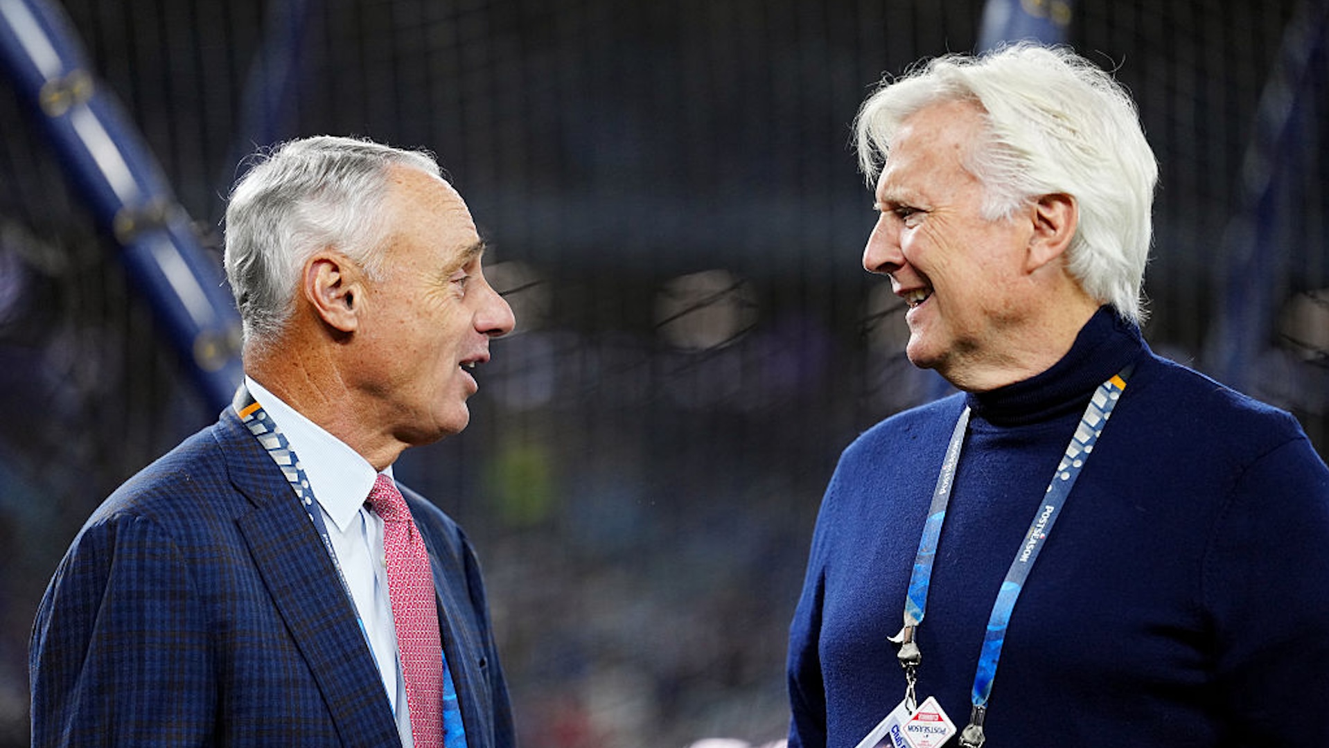 Mark Walter talking to Rob Manfred
