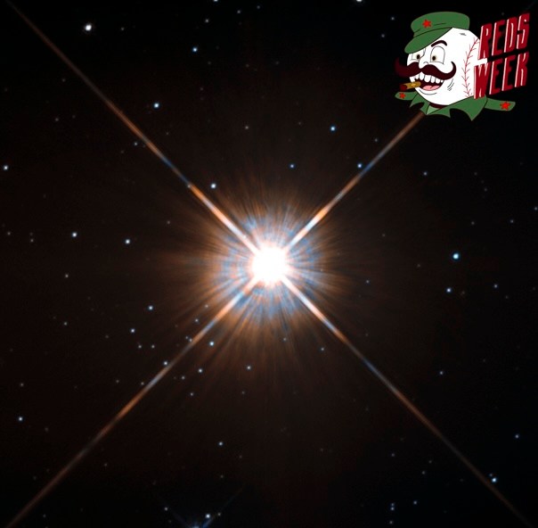 Shining brightly in this Hubble image is our closest stellar neighbour: Proxima Centauri. Proxima Centauri lies in the constellation of Centaurus (The Centaur), just over four light-years from Earth. Although it looks bright through the eye of Hubble, as you might expect from the nearest star to the Solar System, Proxima Centauri is not visible to the naked eye. Its average luminosity is very low, and it is quite small compared to other stars, at only about an eighth of the mass of the Sun. However, on occasion, its brightness increases. Proxima is what is known as a “flare star”, meaning that convection processes within the star’s body make it prone to random and dramatic changes in brightness. The convection processes not only trigger brilliant bursts of starlight but, combined with other factors, mean that Proxima Centauri is in for a very long life. Astronomers predict that this star will remain middle-aged — or a “main sequence” star in astronomical terms — for another four trillion years, some 300 times the age of the current Universe. These observations were taken using Hubble’s Wide Field and Planetary Camera 2 (WFPC2). Proxima Centauri is actually part of a triple star system — its two companions, Alpha Centauri A and B, lie out of frame. Although by cosmic standards it is a close neighbour, Proxima Centauri remains a point-like object even using Hubble’s eagle-eyed vision, hinting at the vast scale of the Universe around us.
