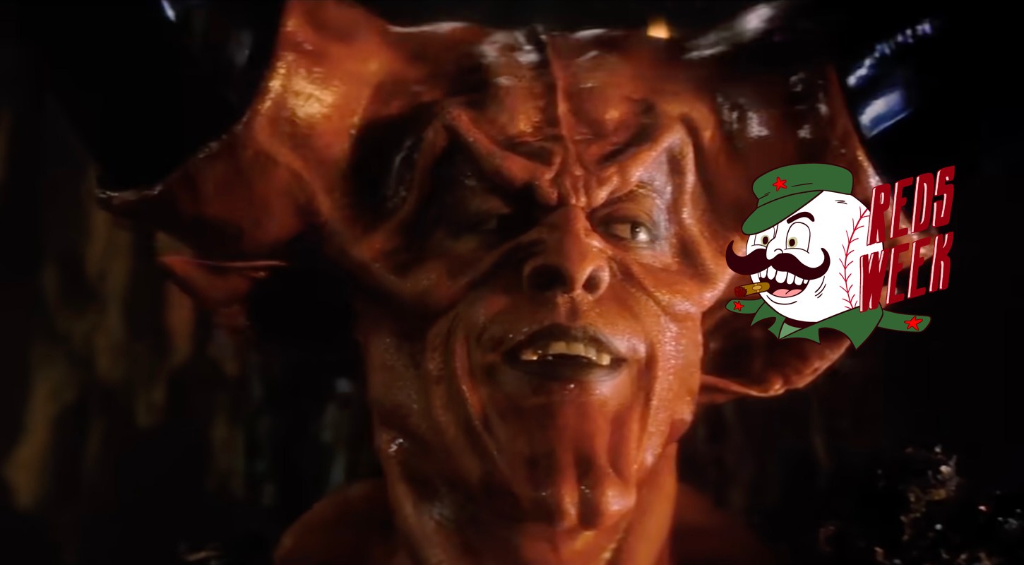 Tim Curry as Darkness in the film Legend (1985): a big red goat-man with huge horns
