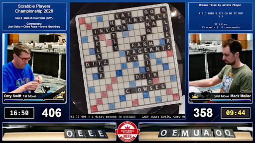 Meller and Swift playing Scrabble