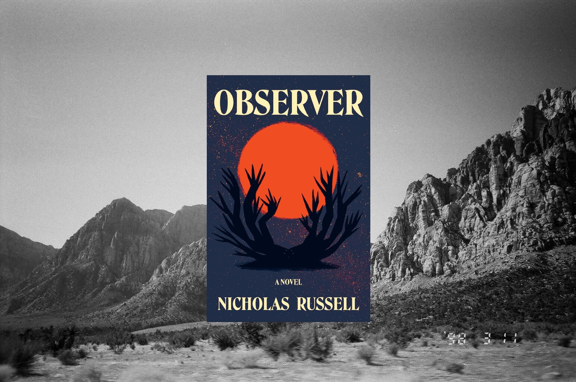 The cover of Observer over a black-and-white photo of the Nevada desert.