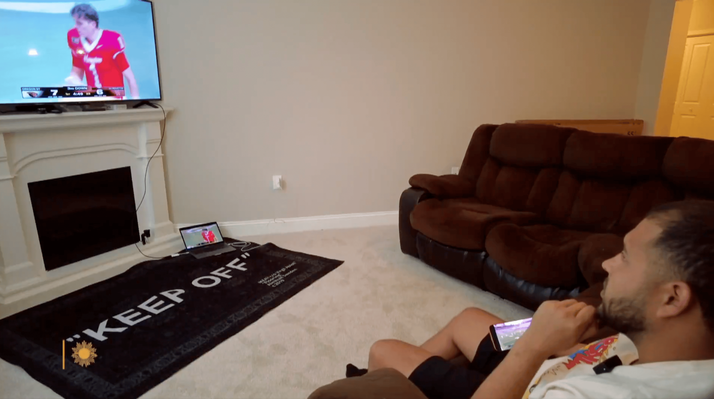Esteban Ruiz-Haynes watching sports in his apartment