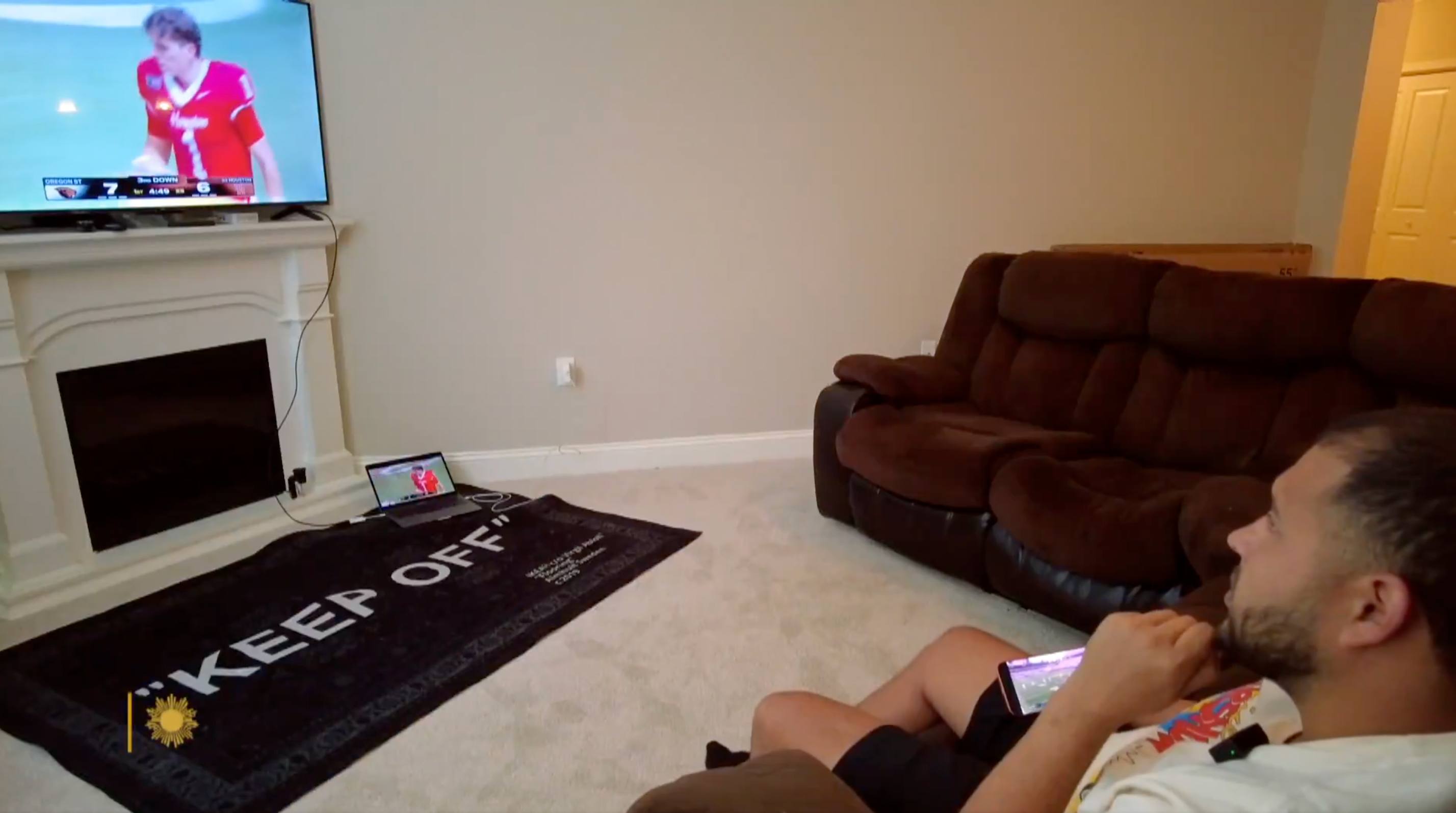 Esteban Ruiz-Haynes watching sports in his apartment