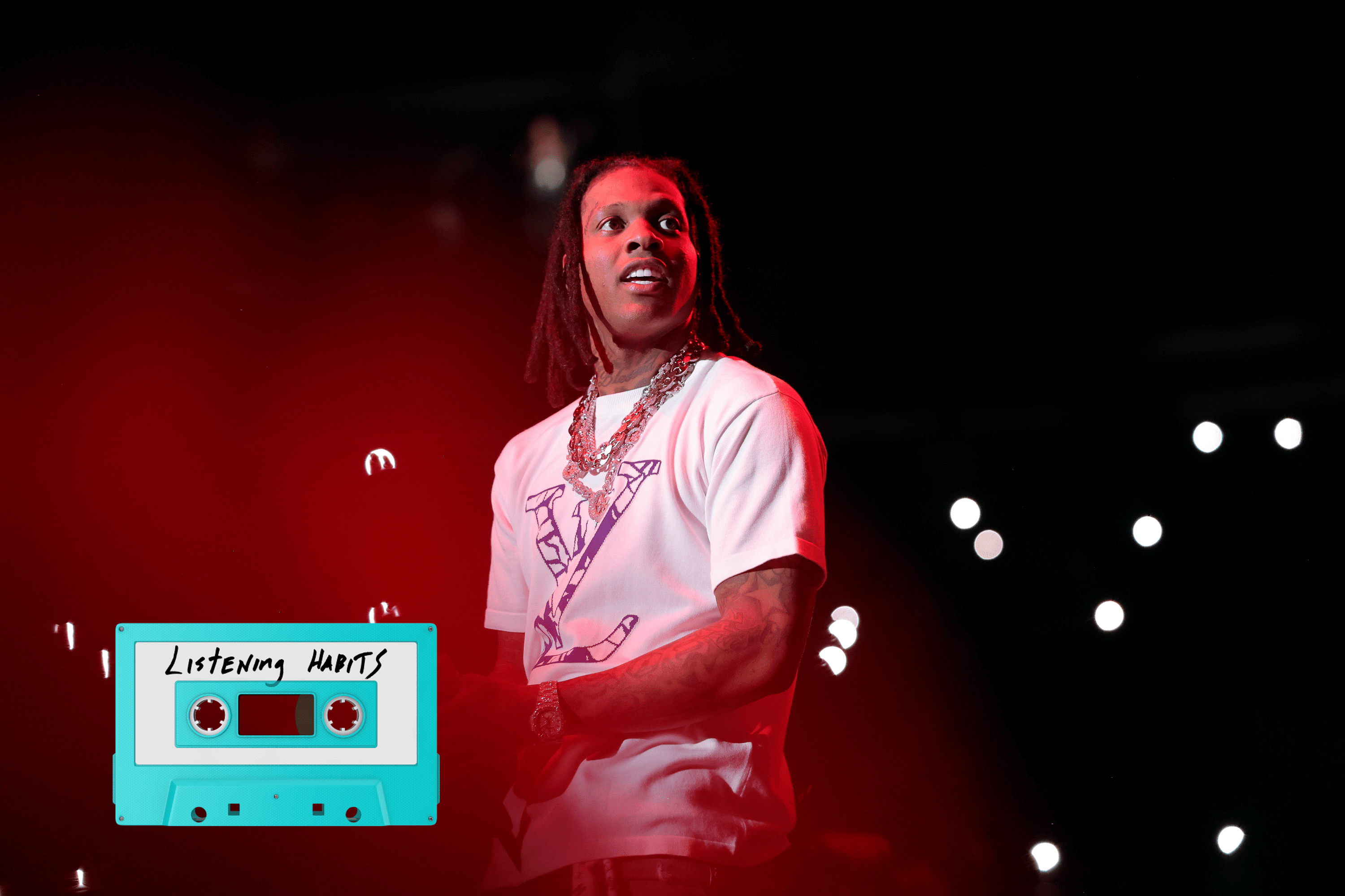 NEWARK, NEW JERSEY - OCTOBER 28: Lil Durk performs during iHeart Powerhouse 105.1 at Prudential Center on October 28, 2023 in Newark, New Jersey.