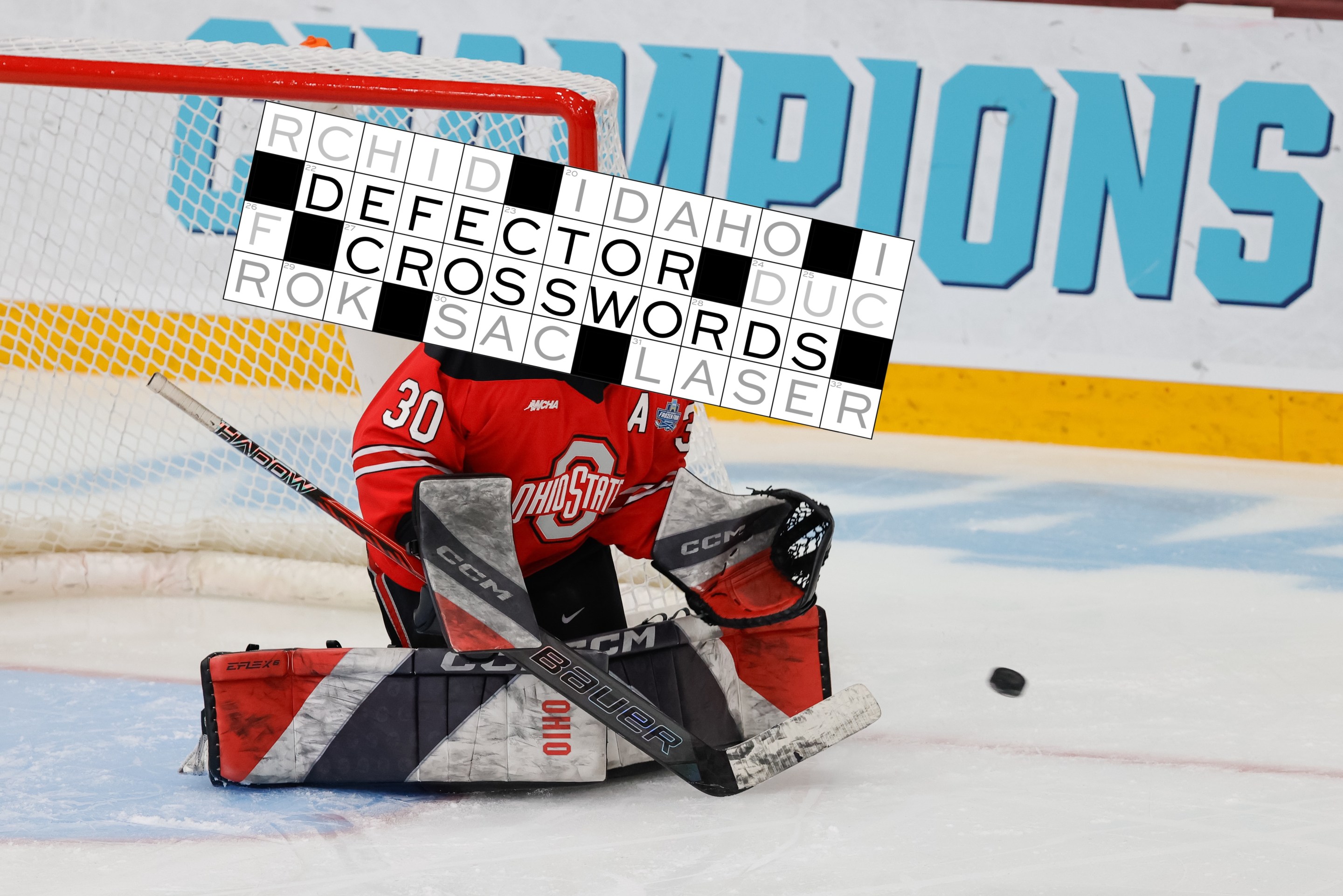 Ohio State Buckeyes goaltender Amanda Thiele (30) makes a save during the first period of the Women's Frozen Four Championship game between the Ohio State Buckeyes and the Wisconsin Badgers on March 23rd, 2025, at Ridder Arena in Minneapolis, MN.