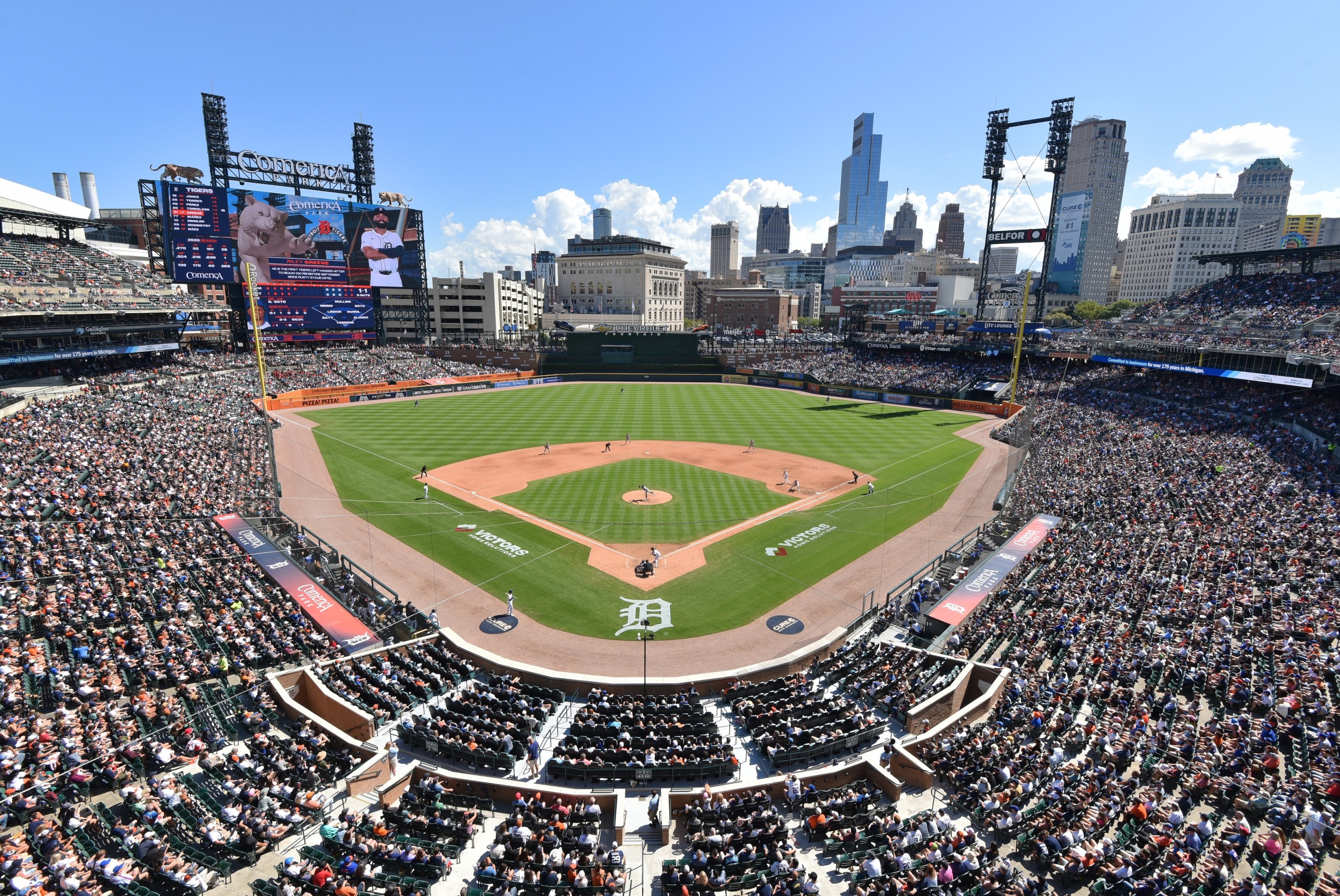 DETROIT, MI - SEPTEMBER 01: A general wide-angle view from the upper deck of Comerica Park during the game between the New York Mets and the Detroit Tigers at Comerica Park on September 1, 2025 in Detroit, Michigan. The Mets defeated the Tigers 10-8. (Photo by Mark Cunningham/MLB Photos via Getty Images)