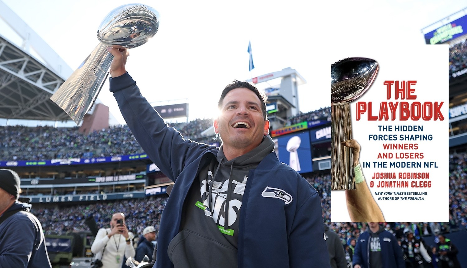 Head coach Mike McDonald of the Seattle Seahawks celebrates with fans during the Seattle Seahawks Super Bowl LX victory celebration and parade at Lumen Field on February 11, 2026 in Seattle, Washington. (Photo by Steph Chambers/Getty Images)