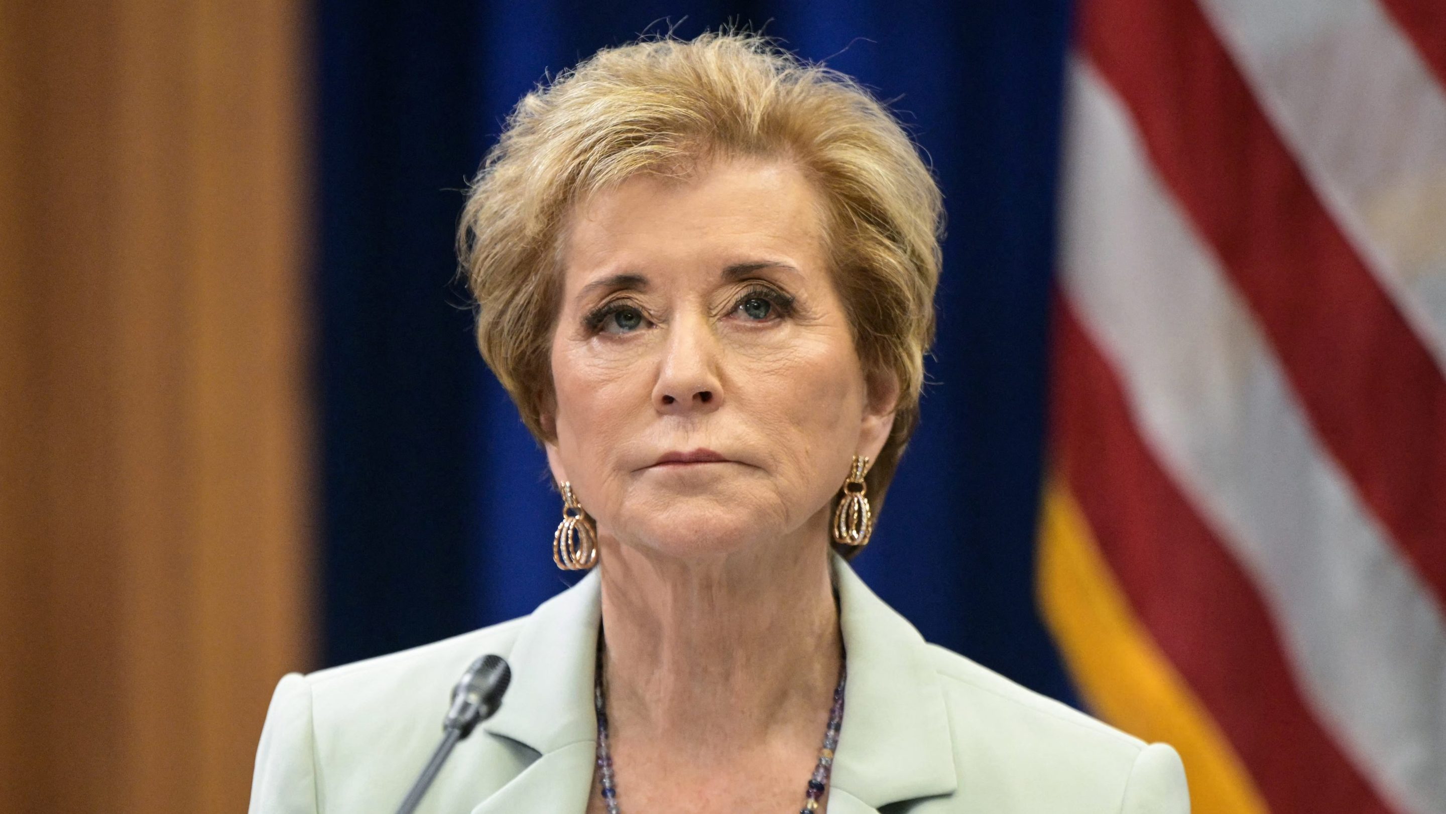 US Secretary of Education Linda McMahon attends a round table discussion hosted by Acting Attorney General Todd Blanche on "exposing weaponization against parents in schools" at the Department of Justice headquarters in Washington, DC, on June 11, 2026.