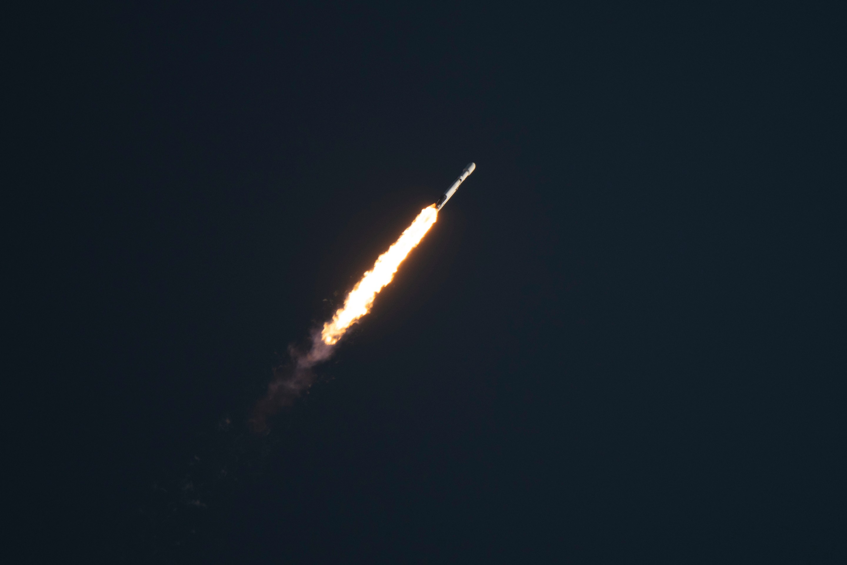 CAPE CANAVERAL, FLORIDA - AUGUST 30: (EDITOR'S NOTE: This Handout image was provided by a third-party organization and may not adhere to Getty Images' editorial policy.) In this NASA handout, a SpaceX Falcon Heavy rocket launches with NASA'S Nancy Grace Roman Space Telescope onboard from Launch Complex 39A, on August 30, 2026, at NASA's Kennedy Space Center in Florida. Roman will investigate dark energy and dark matter, conduct a statistical census of planetary systems, and enable a broad range of additional astrophysics research. Launch occurred at 7:26 a.m. EDT. (Photo by Joel Kowsky/NASA via Getty Images)