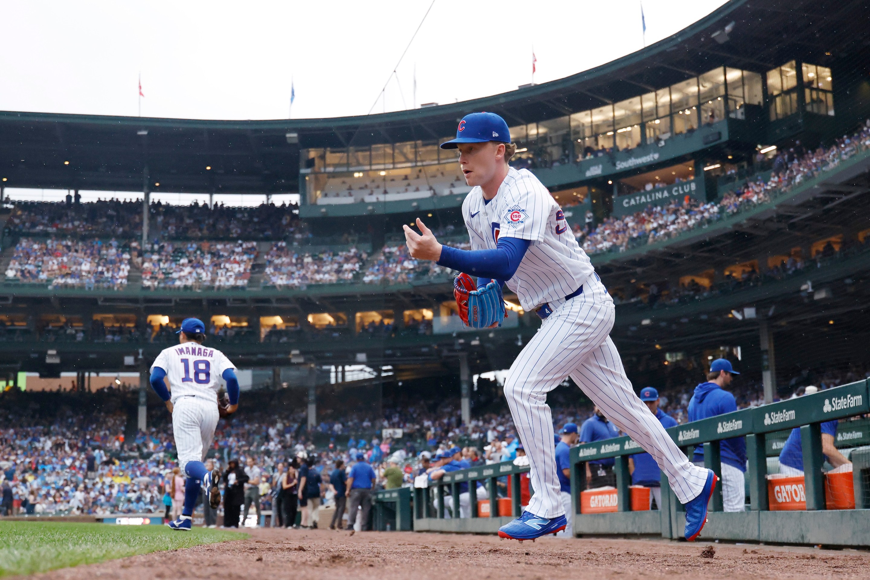Pete Crow-Armstrong of the Chicago Cubs takes the field prior to the game against the Cincinnati Reds at Wrigley Field on August 30, 2026 in Chicago, Illinois.