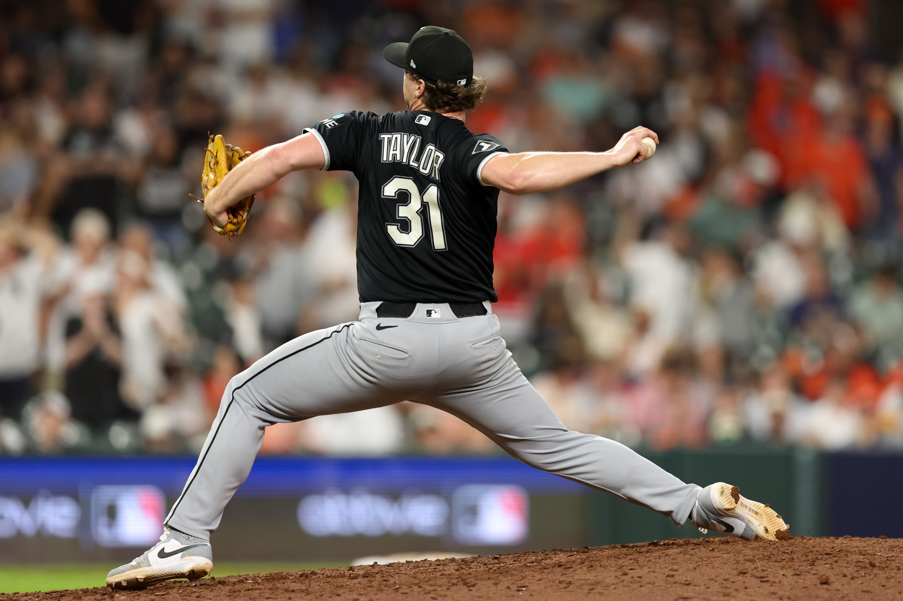 Grant Taylor #31 of the Chicago White Sox pitches during Game One of the American League Wild Card Series presented by AbbVie between the Chicago White Sox and the Houston Astros at Daikin Park on Tuesday, September 29, 2026 in Houston, Texas