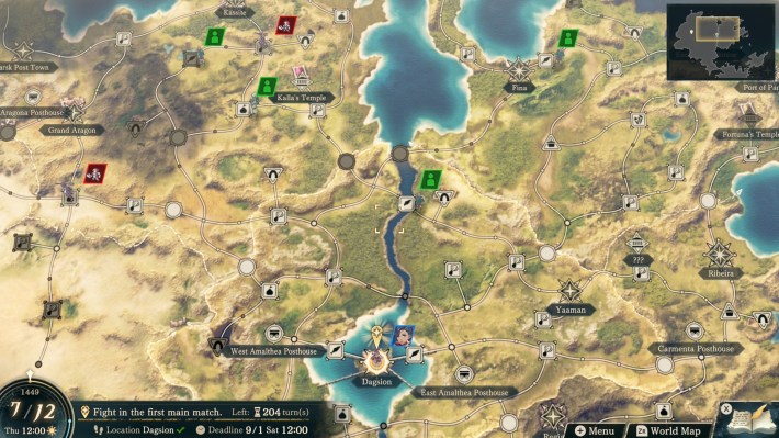 A screenshot of the map from Fire Emblem: Fortune's Weave