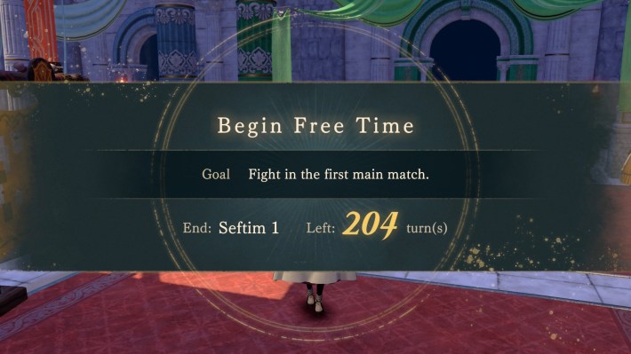 A screenshot showing the Free Time turn count from Fire Emblem: Fortune's Weave