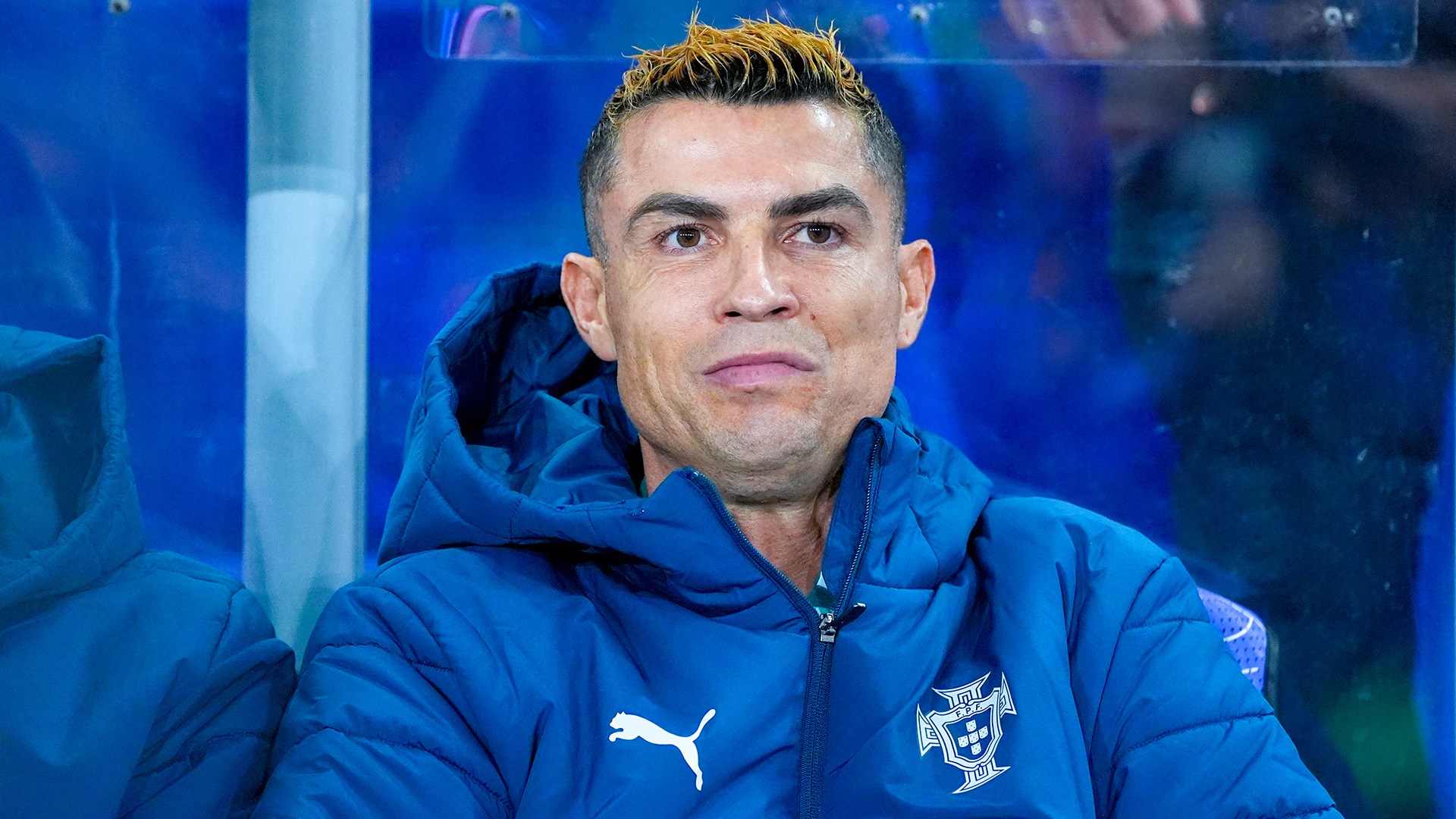 Portugal's forward #07 Cristiano Ronaldo sits on the bench ahead the UEFA Nations League Group A4 football match between Norway and Portugal in Oslo on September 27, 2026.