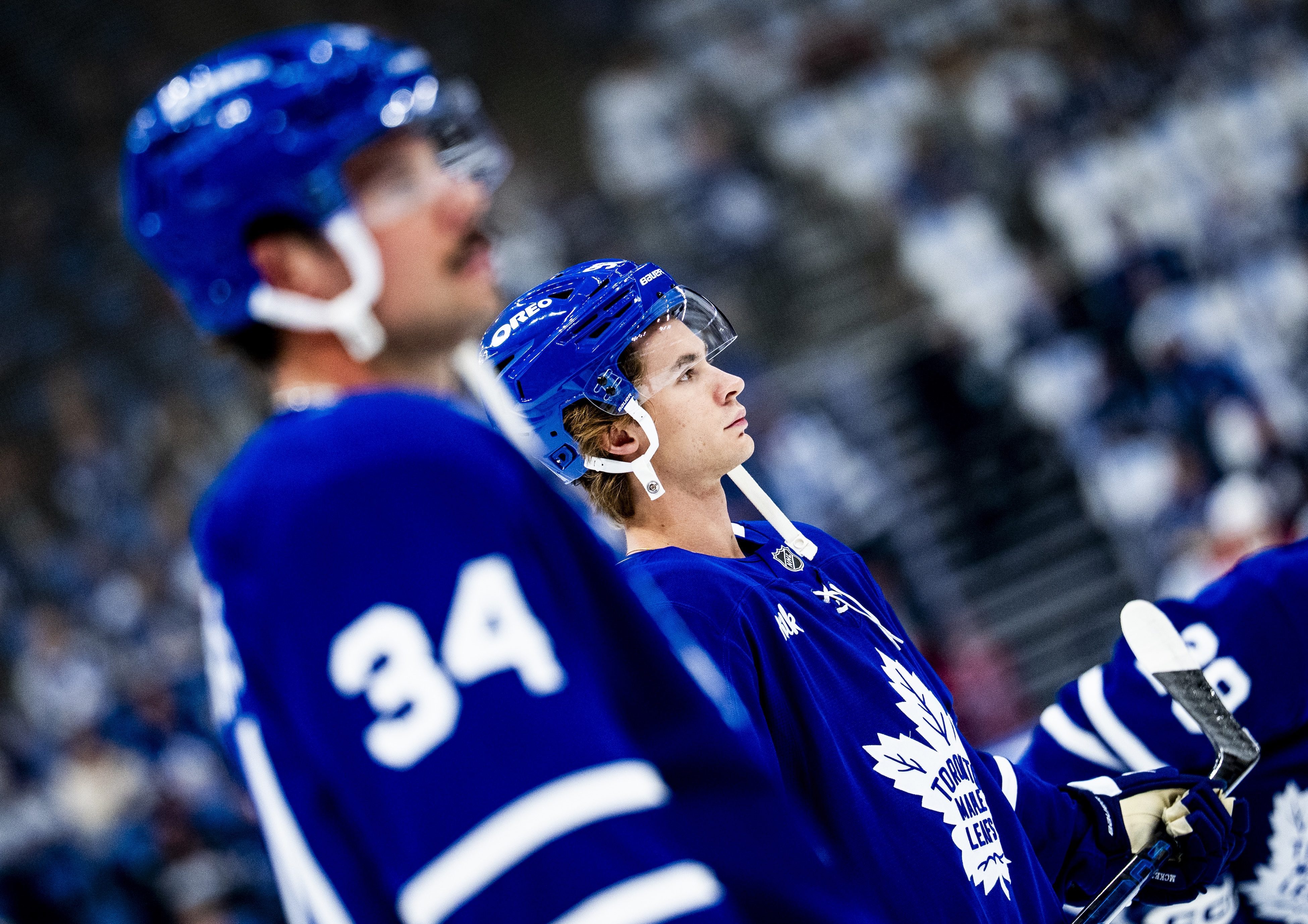 TORONTO, ON - SEPTEMBER 29: during the second period at the Scotiabank Arena on September 29, 2026 in Toronto, Ontario, Canada. (Photo by Kevin Sousa/NHLI via Getty Images)